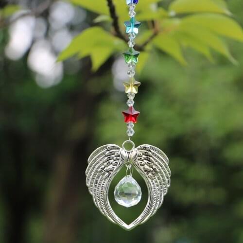 1PCS Crystal Suncatcher Angel Wing Pendant Chandelier Prism Rainbow Sun catchers Hanging Window Ornament