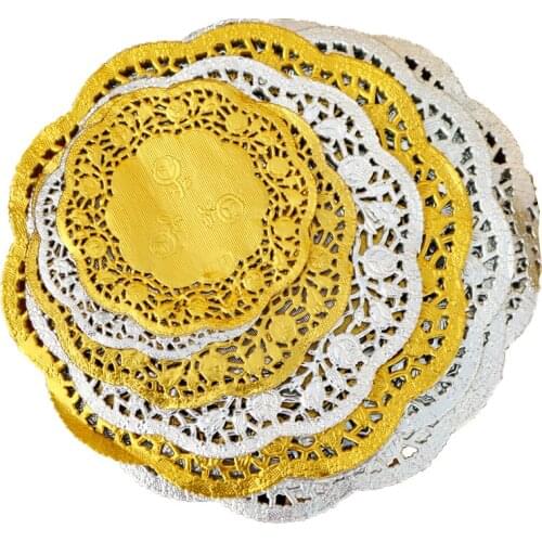 100pcs 3.5"4.5"5.5"6.5" 7.5 Inch Golden Lace Paper Pad Paper Cake Oil Absorption Food Grill Kitchen Baking Flower Base Paper