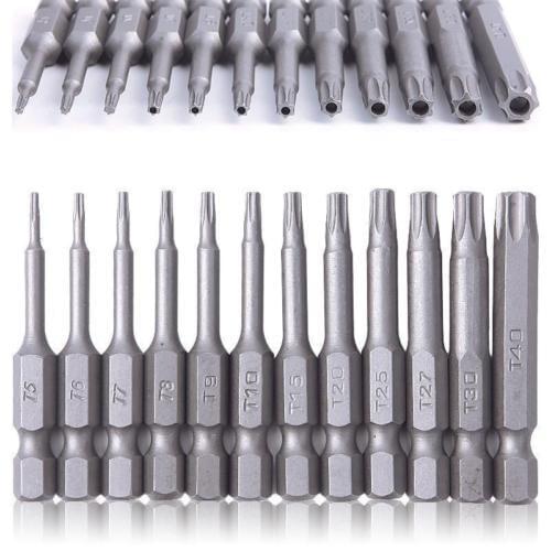 12Pcs 50mm 1/4 inch Hex Torx Head Screw Driver Bits Magnetic Set T5-T40 New