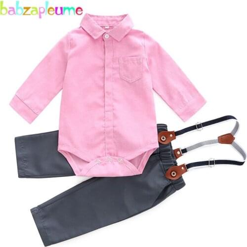 2PCS/Spring Autumn Infant Clothing Fashion Casual Gentleman Rompers+Pants Long Sleeve Boys Jumpsuit Newborn Baby Clothes BC1425