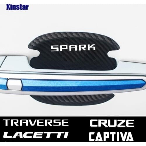 4pcs Carbon Fiber Car Door Handle Protection Sticker For Chevrolet Aveo Captiva Cruze Lacetti Malibu Spark TRAILBLAZER TRAVERSE