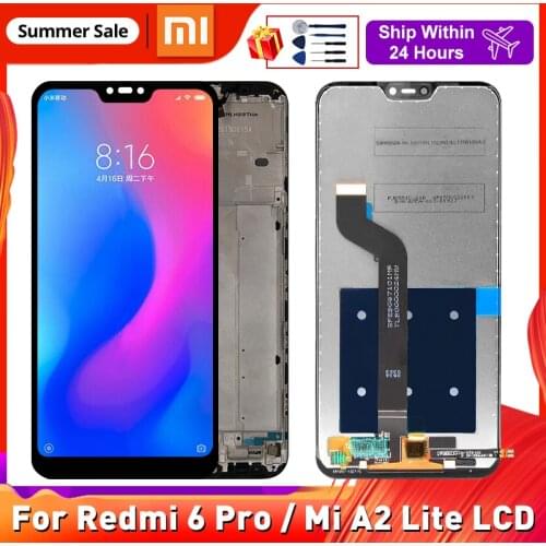 5.84" Original For Redmi 6 Pro LCD Display Touch Screen Digitizer For Xiaomi A2 Lite Display LCD With Frame Replacement Parts
