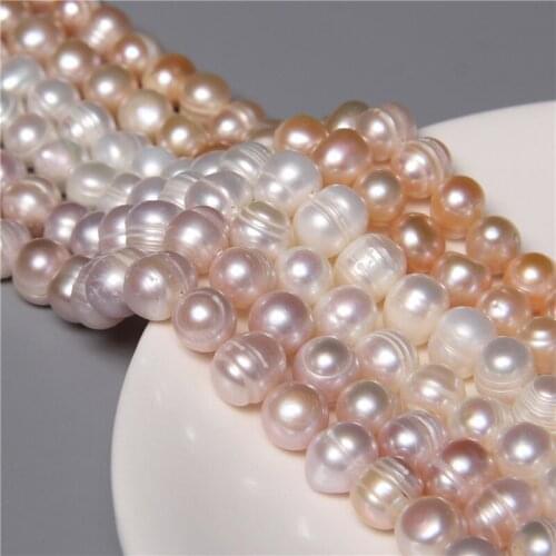 Real 9-10MM Natural Round Pearl Beads Round Natural Freshwater Loose Spacer Pearl Beads for Jewelry Making DIY Bracelet Necklace