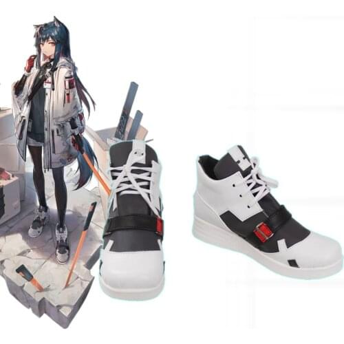 Arknights Texas Winter Black White Shoes Cosplay Long Boots Leather Custom Made For Party Christmas Halloween cosplay shoes