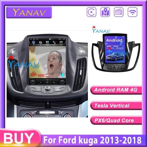 Android car multimedia system car video dvd player for-Ford kuga 2013-2018 tesla style car audio player with vertical screen
