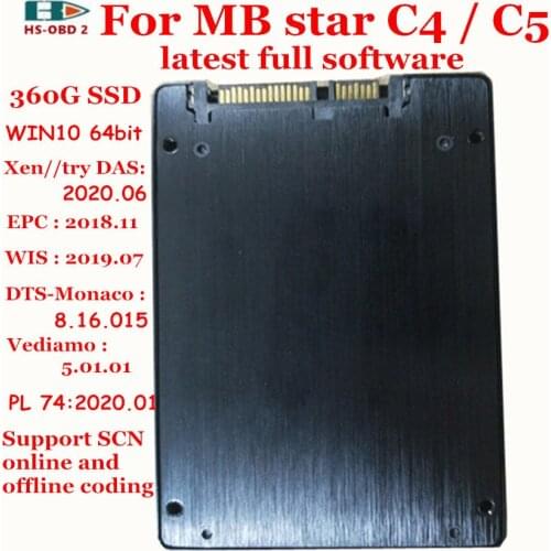 2020 car Scanner MB Star C4/C5 Star diagnosis Software 2020.09V Support for online SCN coding 360G SSD with DTS-Monaco,Vediamo