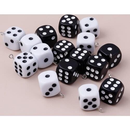 10pcs Big Statement 2 Color 3D Dice Pendants for DIY Charms Necklaces & Earrings Crafting Bracelets Making Waist chain Jewelry