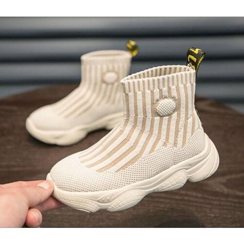 Girls Shoes Boots Autumn Knitted Solid Color Baby Girl Shoes Kids Ankle Boots Toddler Sneakers Casual Shoes size26-36