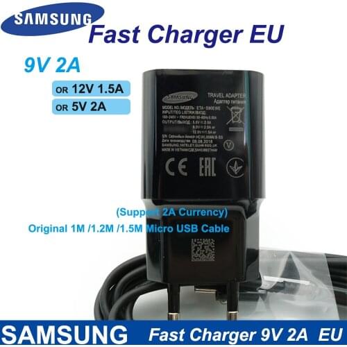 For Samsung 9V2A Fast Charger EU Wall Adapter Charge Micro USB Cable For Samsung Galaxy S6 S7 Edge J3 J5 J7 Note4 5 A3 A5A7 2016