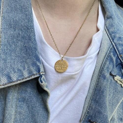 925 Sterling Silver Fashion Retro Round Brand Letter Necklace Female Unique 18k Gold Punk Style Couple Sweater Chain Jewelry