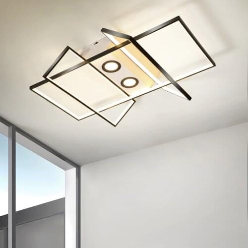 Black Modern Creative LED Ceiling Light Dining Living Room Surface Mount Panel Lamp Iron Bedroom Lobby Home Deco Nordic Fixtures