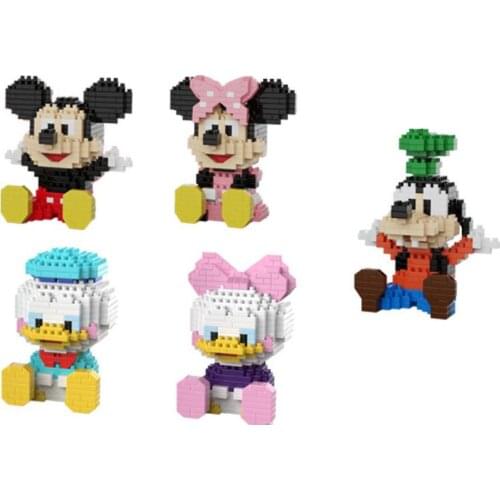 Disney nanobrick Minnie Mickey Mouse cartoon figures micro diamond blocks Daisy Donald Duck building brick Goofy toy for kids
