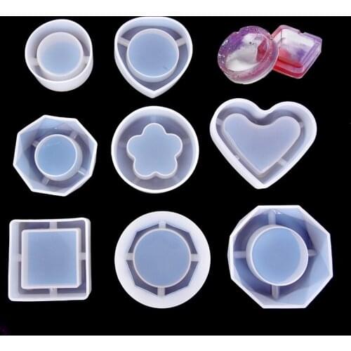 DIY Gypsum Crafts Candlestick Mold Silicone Flower Pot Base Mould Hexagons Round Square Heart Shape Clay Cement Pot Base
