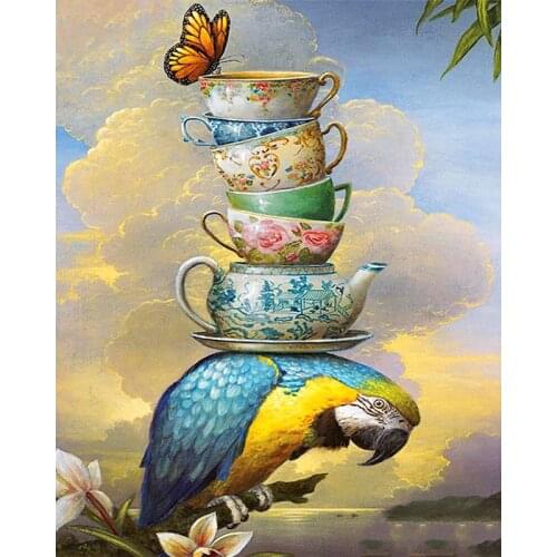 GATYZTORY 60x75cm Frame Diy Painting By Numbers Kits For Adults Parrot Modern Wall Art Animals For Home Decors Diy Gift