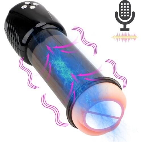 Artificial Vagina Voice Automatic Suck Male Masturbation Cup Glans Stimulate Massager Enlargement Vacuum Pump Sex Toys For Men