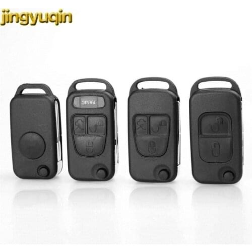 Jingyuqin Flip Car Key Shell For Mercedes Benz A160 B200 E113 SLK W124 W168 W202 W203 W210 A C E S HU39 HU64 Uncut Blade