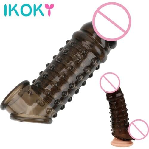 IKOKY Penis Rings Cock Sleeves Realistic Dildo Male Delay Ejaculation Penis Extender Sex Toys For Men Adult Products Erotic