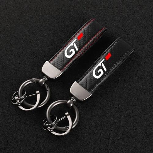 Leather Car KeyChain 360 Degree Rotating Horseshoe Key Rings for Peugeot GT 3008 5008 4008 3008GT 2008 508 408 308 accessories