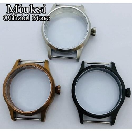 Miuksi 42mm silver copper black stainless steel watch case fit ETA 6497 6498 Seagull ST3600 ST3620 ST36 series movement