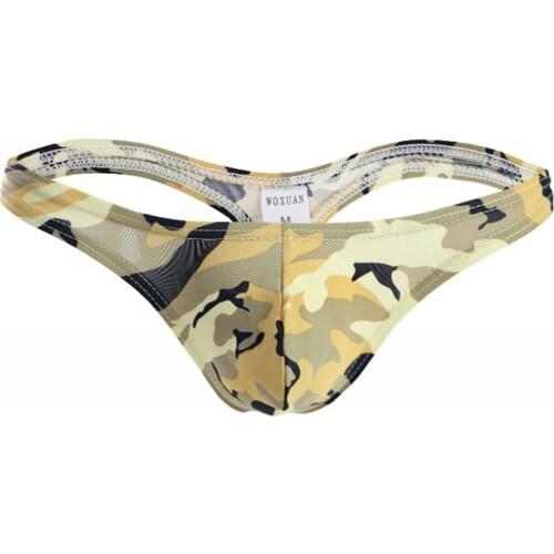 Male Cool Breathable Camouflage U-Convex T-Shaped Back Mens Underwear Low-Rise Sexy Pants For Men G-String Underpants