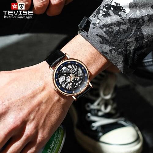 TEVISE 2021 Man Mechanical Watches For Men Brand Luxury Automatic Watch Leather Waterproof Sport Wristwatch Relogio Masculino