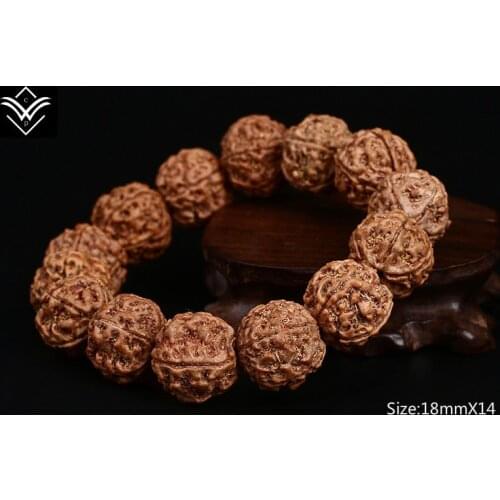 Natural Rudraksha Original 5 Segments 18mmX14 Buddha Beaded Bracelet hot Sale