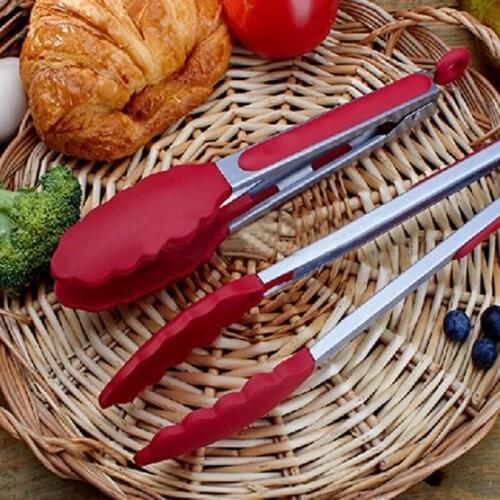 New Practical Kitchen Cooking Salad Serving BBQ Tongs Stainless Steel Handle Utensil High Quality Kitchen Tools #256637