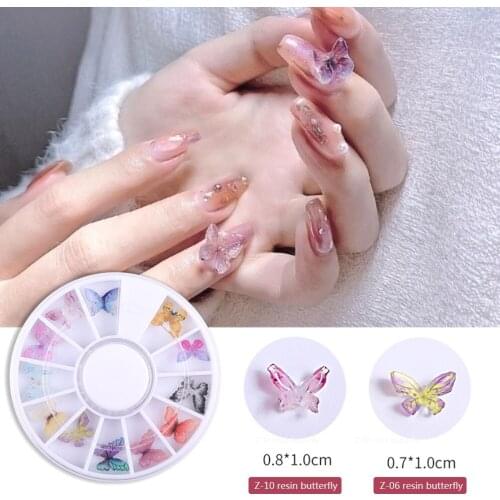 New 3D Holographic Resin Butterfly Nail Art Decoration Fake Nail Accessories DIY Professional Nail Art Supplies Tools Wholesale