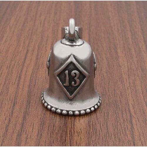 Free Shipping Punk 316L Stainless Steel Silver Color Black Skull Head Number 13 Biker Bell Motor Pendant Jewelry