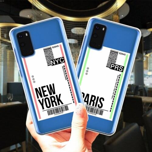 New York Fly Ticket Letter Template Silicone Case Cover For Samsung Galaxy S20 Plus S10 S9 S8 Plus S6 S7 Edge S20 Ultra S10E