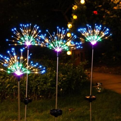 Solar Light Outdoor Fireworks Shape Lights with 90/ 120 LED Garden Lights Pathway Fairy LED Suit for Garden Fence Patio Garage