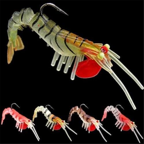 Mounchain 7cm Luminous Soft Shrimp Fishing Lures Artificial Shrimp Baits Soft fishing Lure Bionic Bait 1-5# Colors