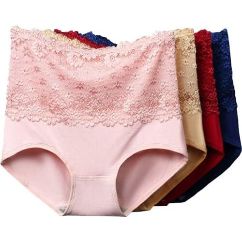 5 pcs Summer Autumn High Waist Viscose Lace Panties Pants Womens For Ladies Thongs Sexy Pantys underwear Pink Female Black l xl