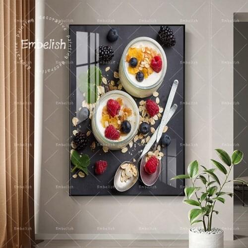 Embelish 1 Pieces Milk And Fresh Berries Kitchen Home Decor Pictures For Living Room Wall Art Posters Resturant Canvas Paintings