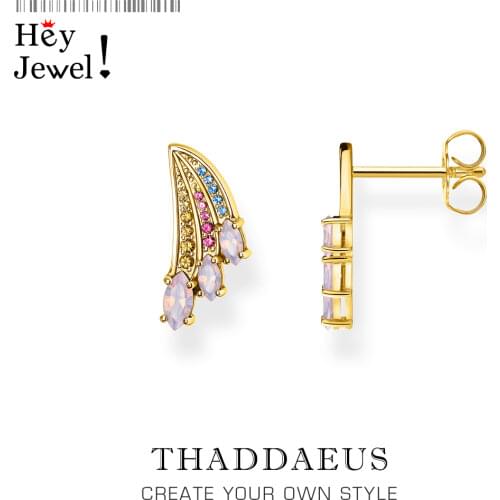 Hummingbird Wing Bright Gold Stud Earring,Europe Fine Rainbow Look Jewerly For Women,2020 New Bohemia Gift 925 Sterling Silver