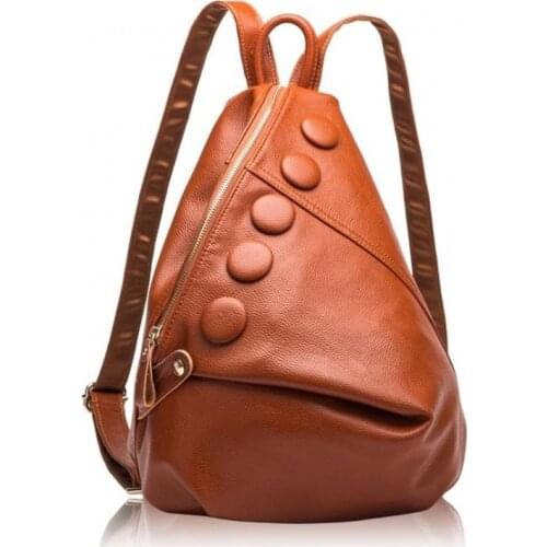 Womens backpack genuine leather female bags high quality top layer cow skin fashion zippercone shoulder bag with hard handle