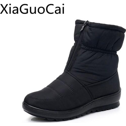 Winter New Women Platform Boots Non-slip Tarpaulin Mother Ankle Boots Plus Velvet Thick Cotton Shoes Warm Snow Boots