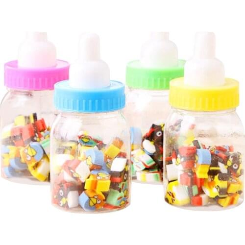 1 bottle (20-22pc) Milk Bottle Eraser Fruit Animal Christmas Digital Rubber Bottle ChildrenS Students Cute Stationery Gifts