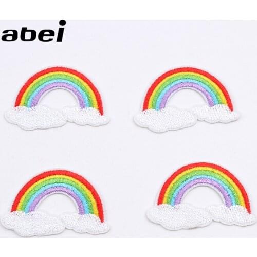 10pcs/lot Iron On Rainbow Stickers Embroidered Cartoon Patches for Kids Jeans bags Shoes Hats Pants Sewing Clothing Appliques