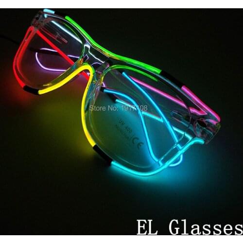 10 pcs Glowing polychrome EL Glasses Flashing LED Glasses Neon Light Masquerade Halloween Supplies For Bar Party Decoration