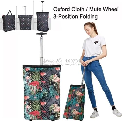 16%,fashion shopping cart Oxford cloth portable Trolly 3-position folding trolley stainless steel Pull Rod bag with mute wheel