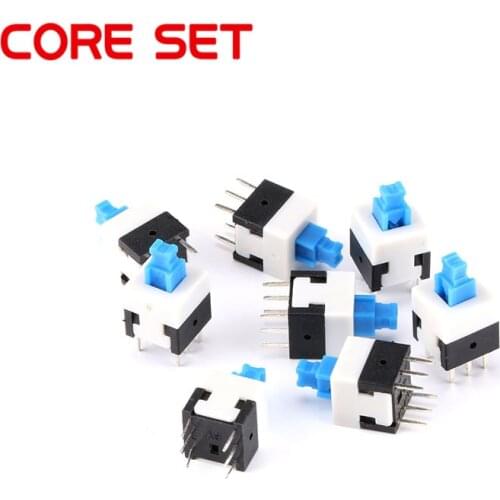 20pcs/lot 8*8MM 6-pin-switch DPDT Mini Push Button Self-locking Switch 8X8mm High Quality