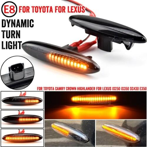 2x For Lexus IS250 IS350 SC430 For Toyota Highlander Soarer Kluger GSU 4 Dynamic Side Marker Fender Blinker Sequential LED Light