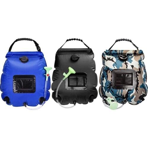 5 Gallon Solar Shower Camping Outdoor Hiking Heated Bag Travel Portable Pipe