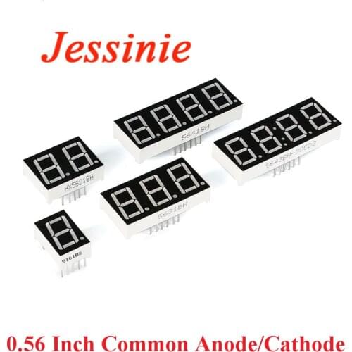 5pcs 0.56 Inch Digital Tube LED Display 1 Bit 2 Bit 3 Bit 4 Bit Clock Common Anode Cathode 0.56" 7 Segment Led DIY Red Board