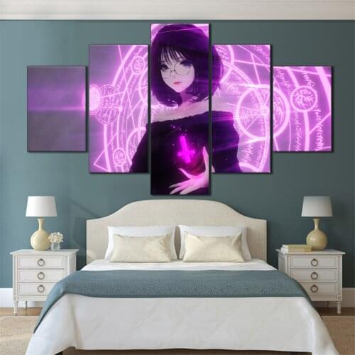 5 Pieces HD Canvas Painting Print Anime beautiful girl Picture For Modern Decorative Bedroom Living Room Home Wall Art Decor