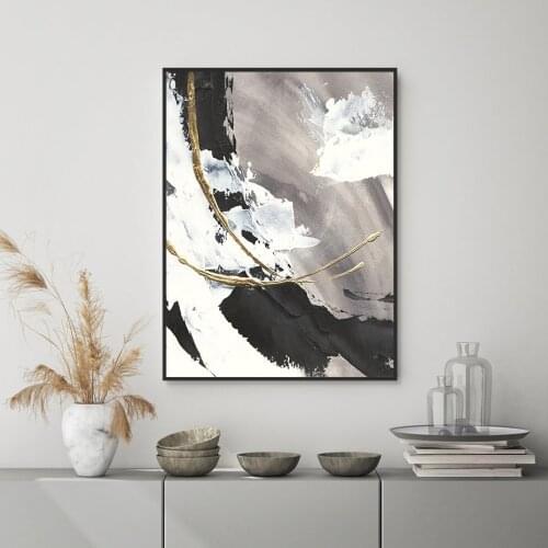 Abstract Modern Gray and Black Painting Poster Minimalism Wall Art Nordic Prints Pictures for Living Room Interior Home Decor