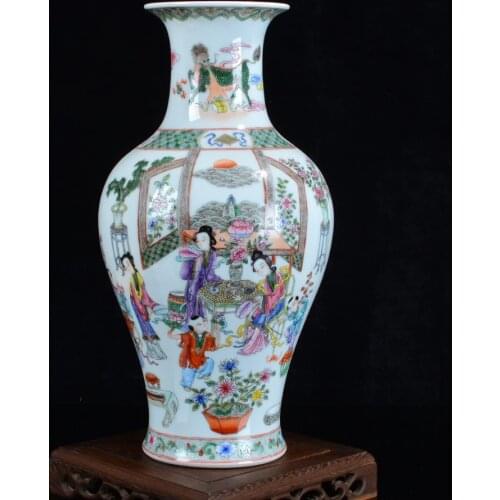Antique Ceramic Vase Handpainted Ancient Beauty Porcelain Vase Flower Decoration Adornment Handicraft Furnishing Articles