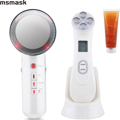 Facial Mesotherapy Electroporation+EMS Infrared Ultrasonic Cavitation RF Radio Frequency LED Photon Face Lifting Slim Massager
