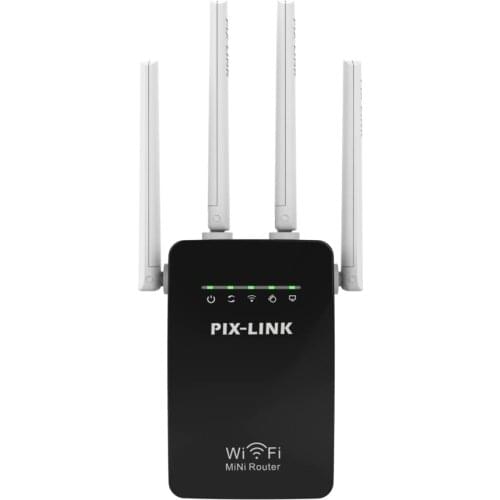 PIXLINK Wireless Router Wifi Repeater 300Mbps Signal Booster Dual LAN Port 802.11n/b/g Range Network Expander Amplifier 4Antenna